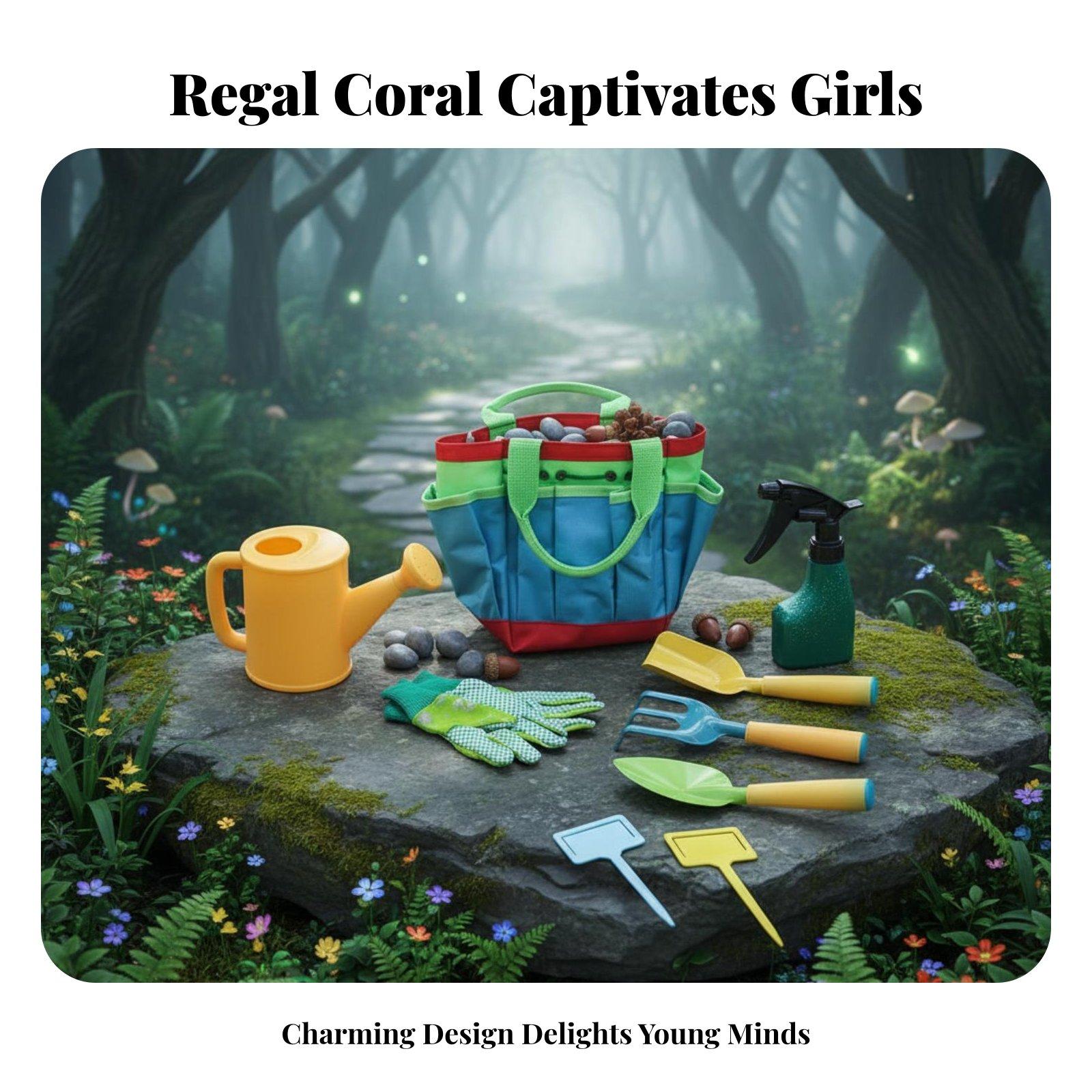 Gardening Tools Girls - 10-teiliges Kinder-Gartenwerkzeug-Set, Kindgerechte Gartenwerkzeuge mit Metallköpfen,