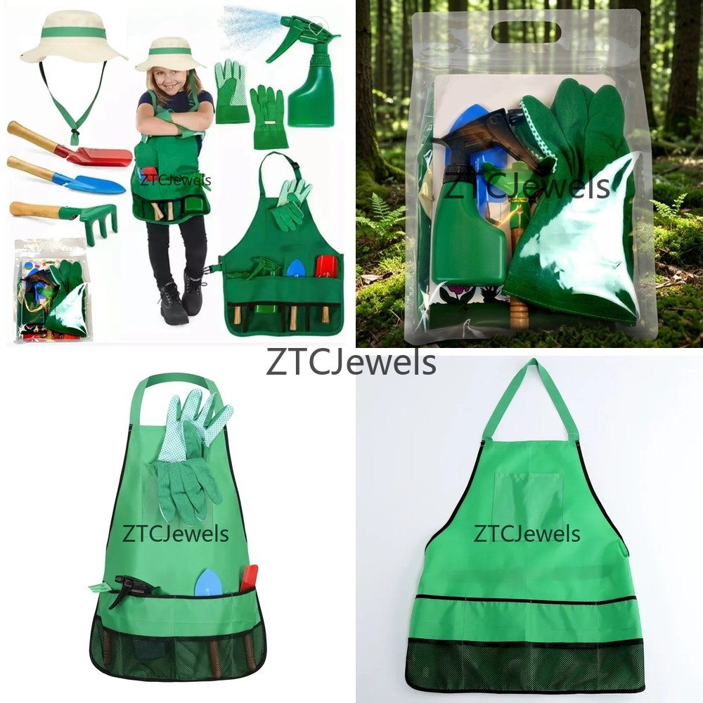 Gardening Tools Girls - Kinder-Gartenschürzen-Werkzeugset mit Handschuhen, Cosplay-Kostüm für Mädchen,
