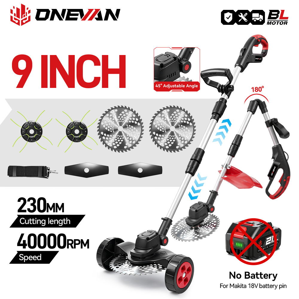 Gardening Tools Battery Powered - ONEVAN 9-Zoll 40000RPM Bürstenloser Elektrischer Rasenmäher
