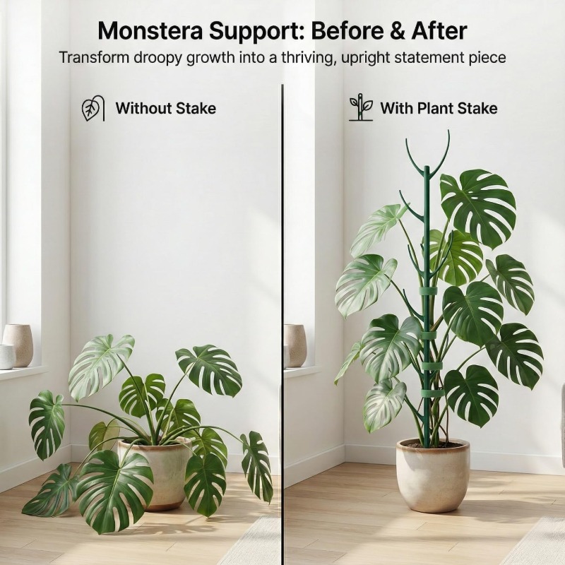 Gardening Tools Plastic - Monstera-Pflanzenstützstäbe, 5 Stützrahmen und 1 Rolle