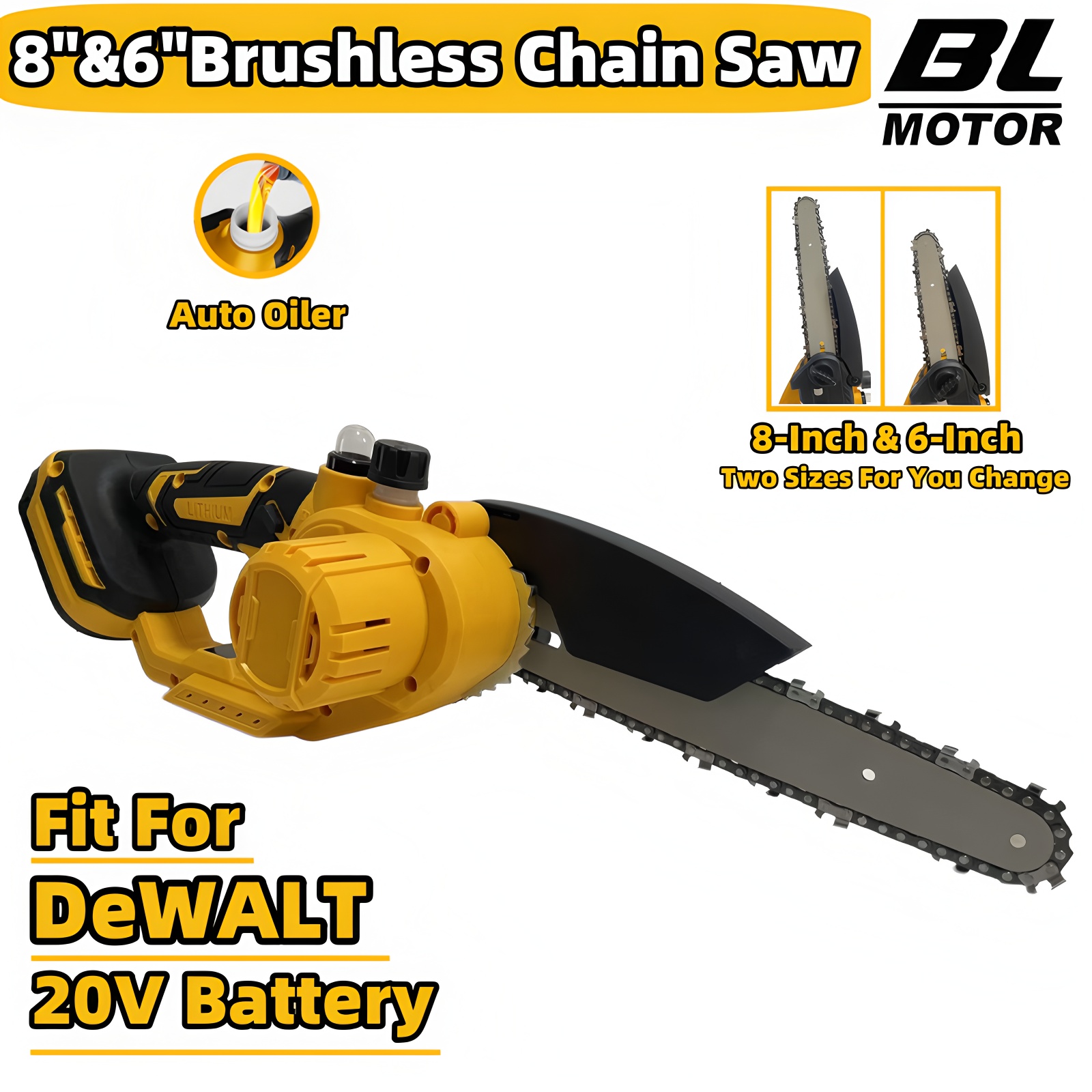 Gardening Tools Battery Powered - Bürstenlose 8-Zoll- & 6-Zoll-Kettensäge mit automatischer