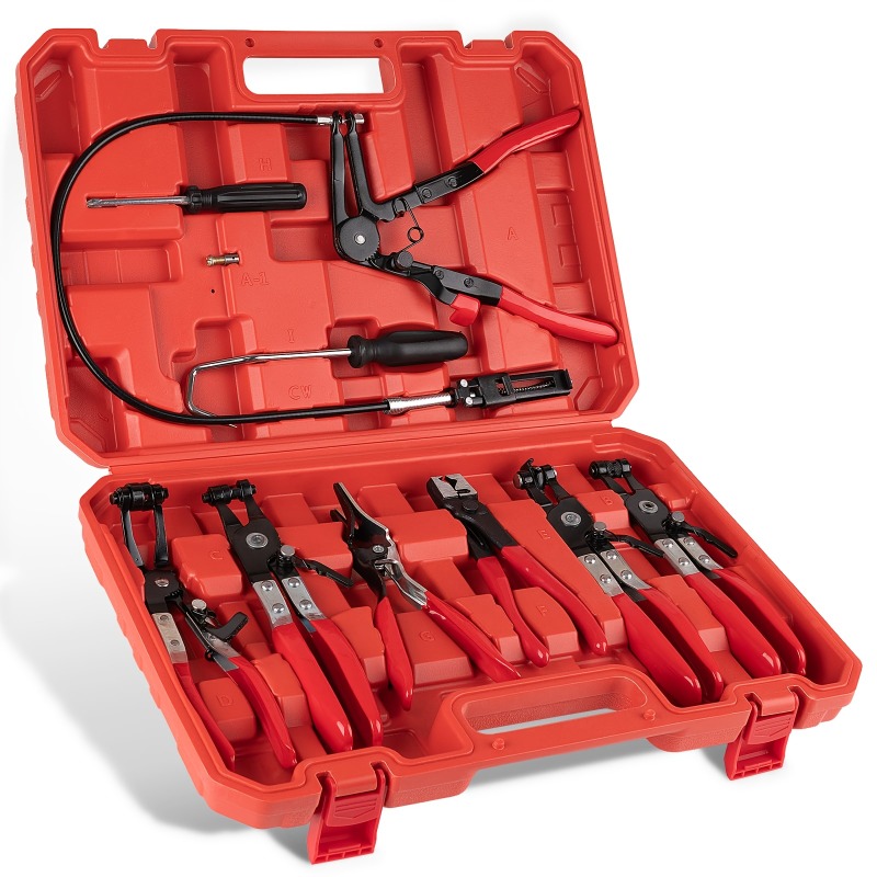 Gardening Tools Long Handle - 9-teiliges Set Langgriff-Schlauchklemmzangen Kraftstoffleitungs-Federklemmen-Entfernungswerkzeug-Kit für Autoreparatur