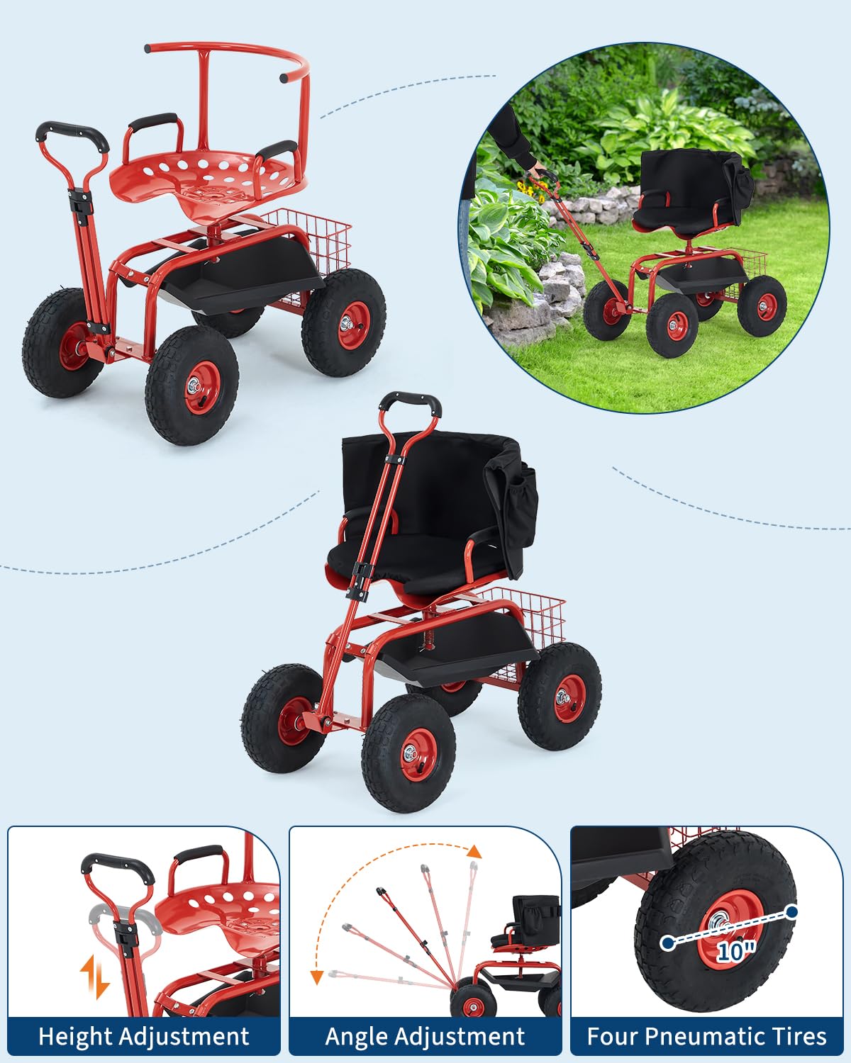 Robuster Gartenwagen mit Rollw – Gardening Tools Basket Bewertung und Preis